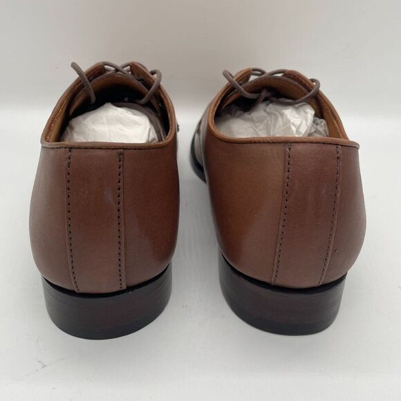J. Crew Factory Mens Oxford Leather Cap Toe Shoes Brown Sz 10.5 Lace Up Preppy - Picture 10 of 15